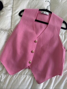 Zara Bubblegum Pink Tailored Button Vest